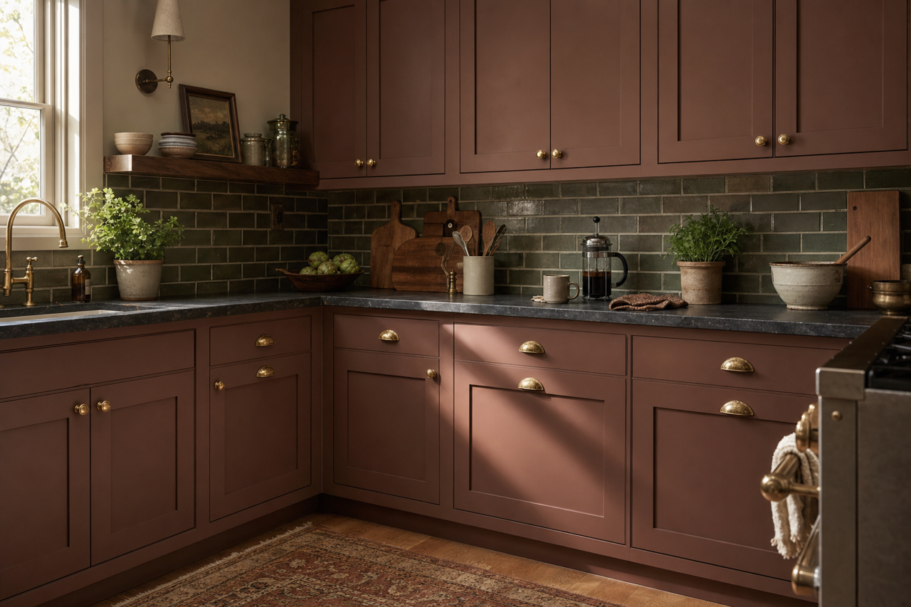 Rich Chocolate by Valspar on cabinets