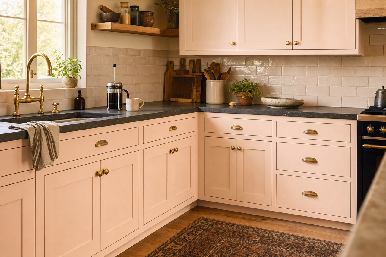 Tender Shell by Valspar on cabinets