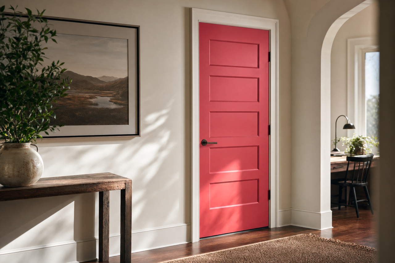 Whipped Strawberry by Valspar on interior-doors