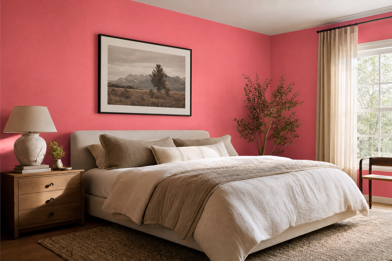 Passion Pink by Valspar on interiors
