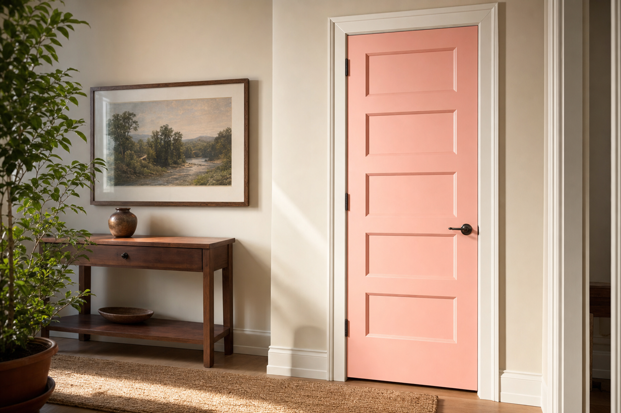 Warm Pink by Valspar on interior-doors