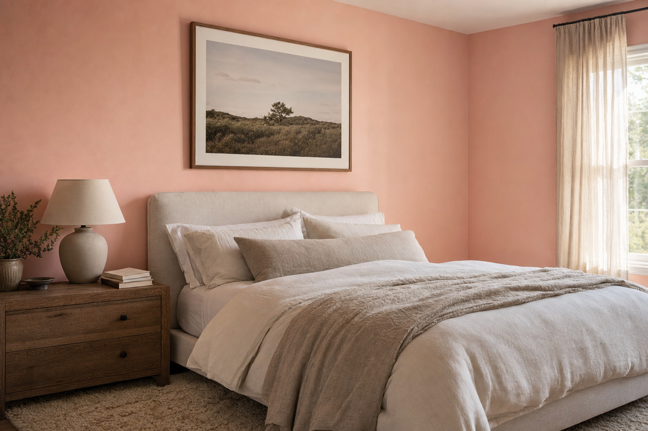Warm Pink by Valspar on interiors