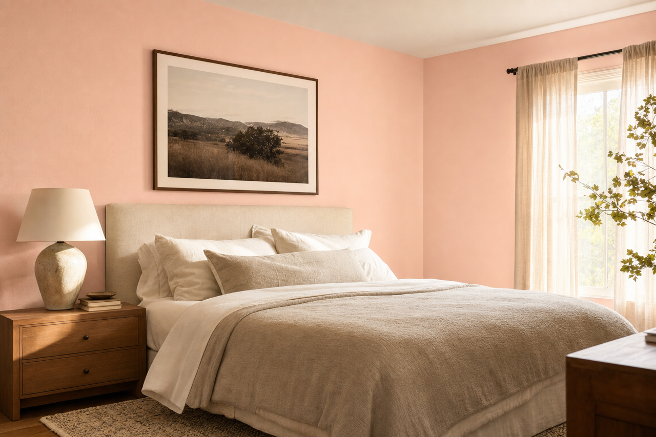 Pink Wink by Valspar on interiors