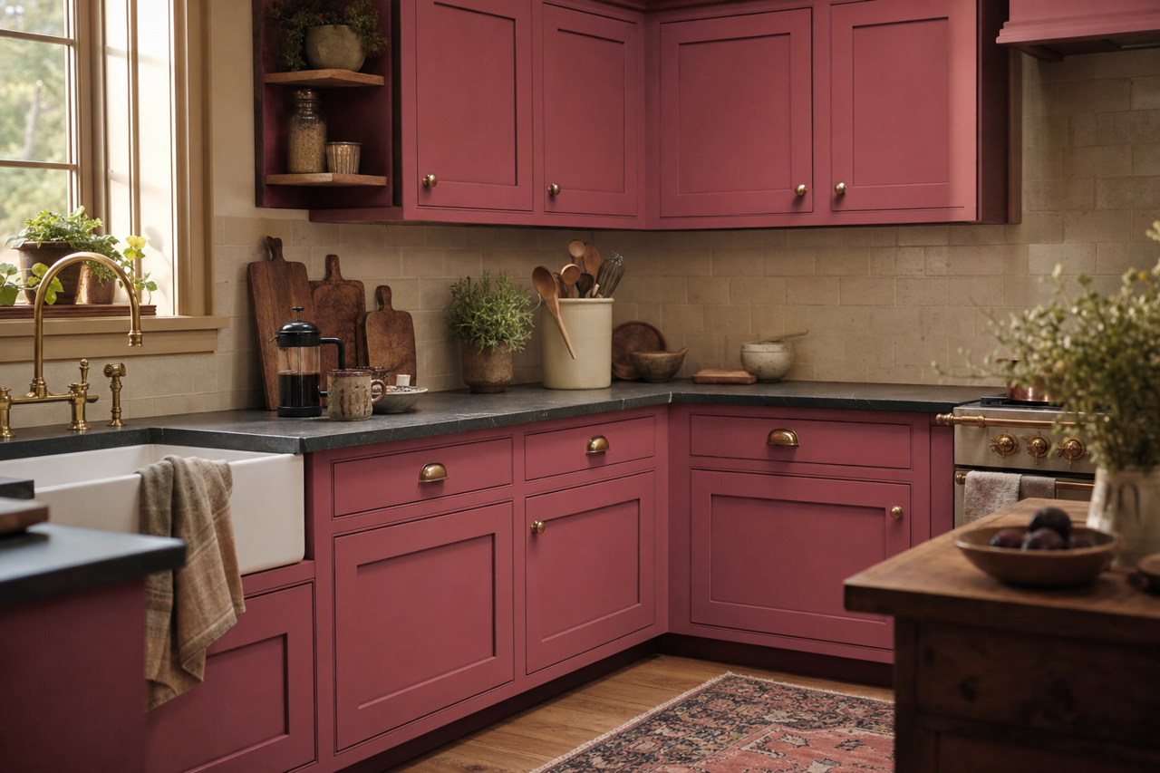 Baked Bahama by Valspar on cabinets
