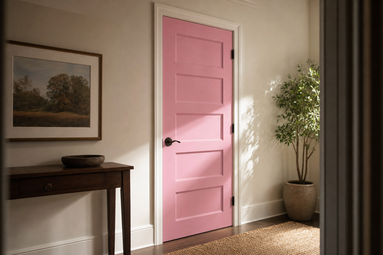 Polka Pink by Valspar on interior-doors
