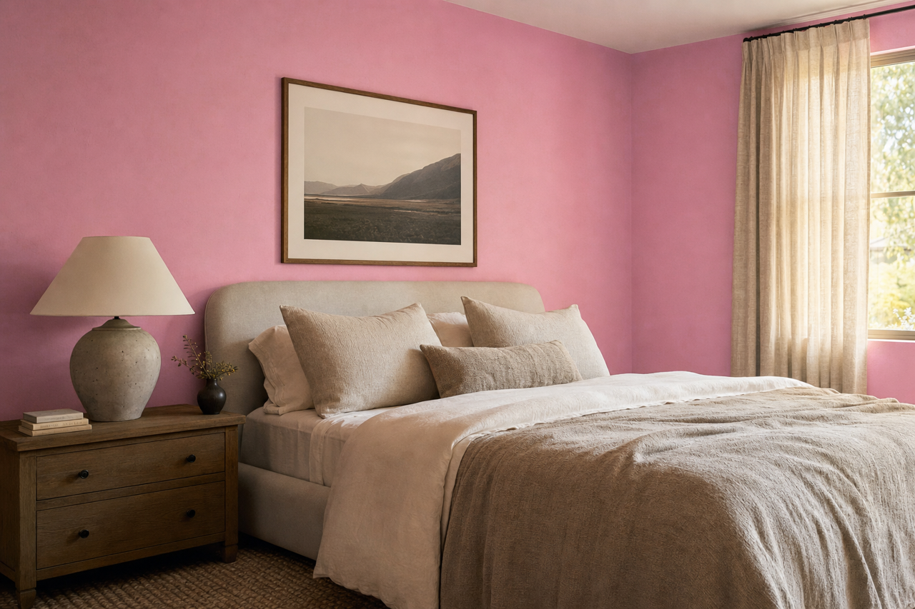 Polka Pink by Valspar on interiors
