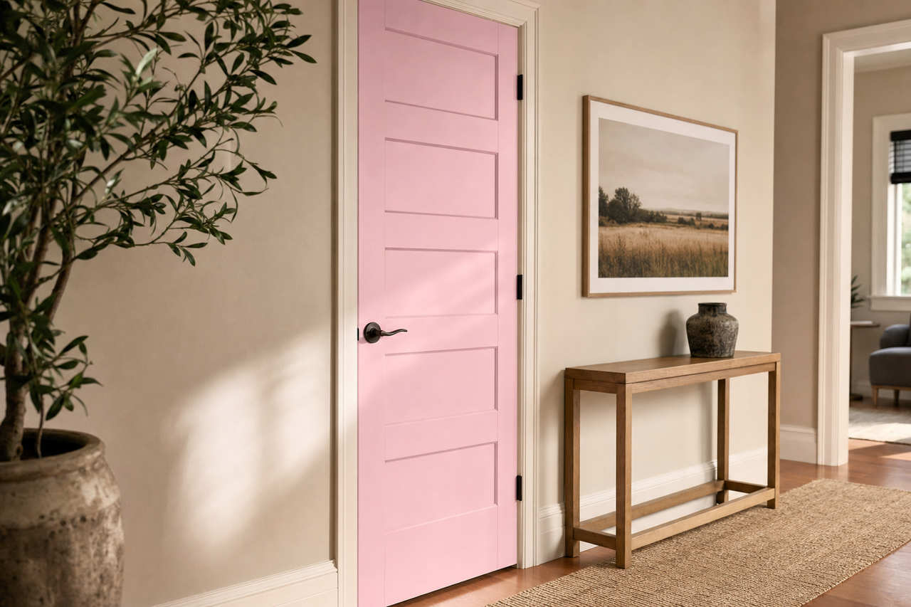 Savvy Pink by Valspar on interior-doors