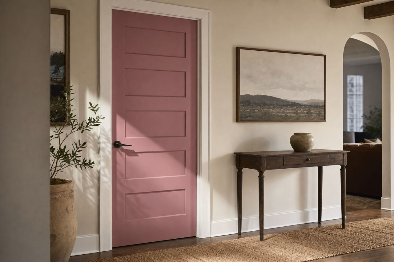 Posh Rose by Valspar on interior-doors