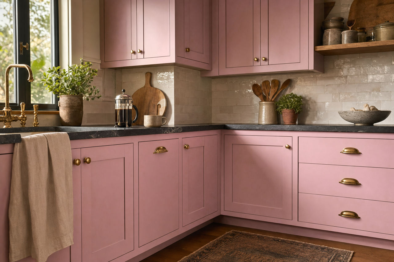 Sugarplum Dance by Valspar on cabinets