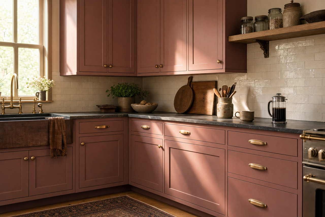Fruitwood by Valspar on cabinets