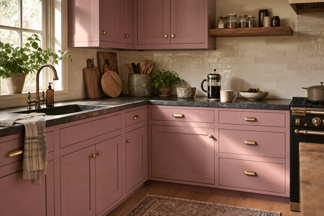 Cherry Mocha by Valspar on cabinets