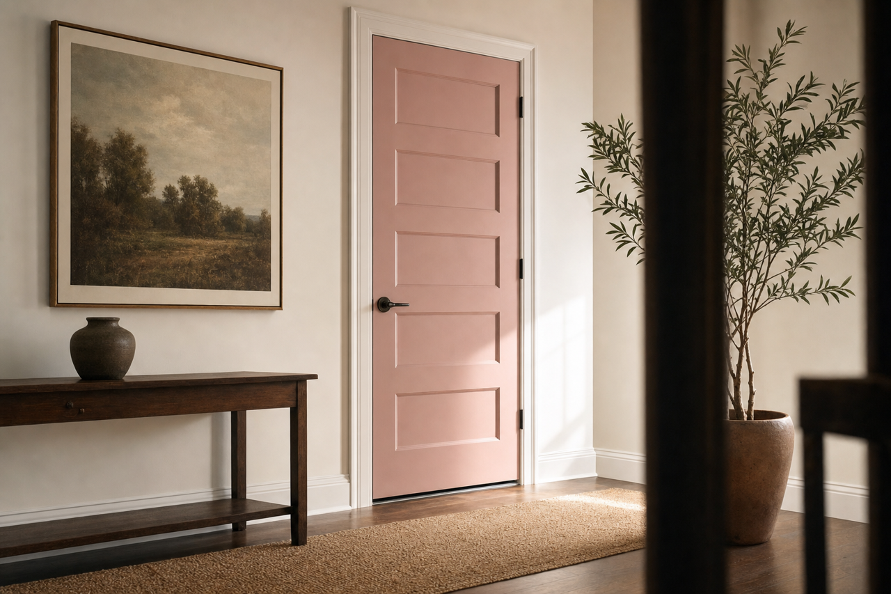 Cameo Pink by Valspar on interior-doors