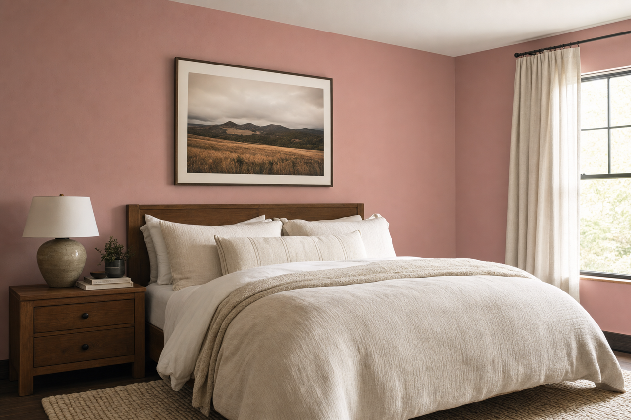Cameo Pink by Valspar on interiors
