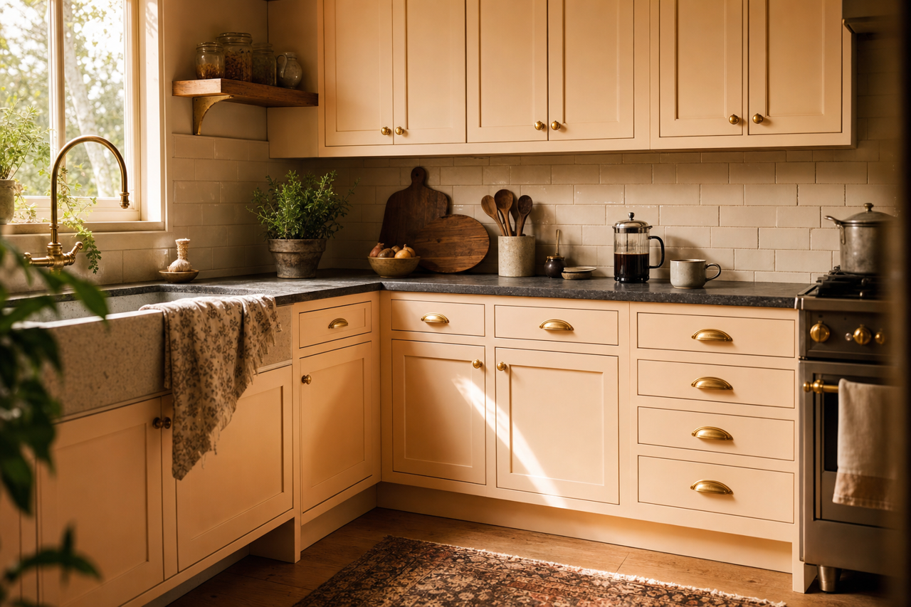Honeysuckle Delight by Valspar on cabinets