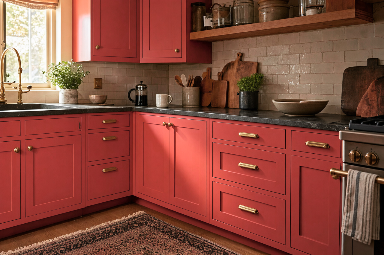 Autumn Fire by Valspar on cabinets
