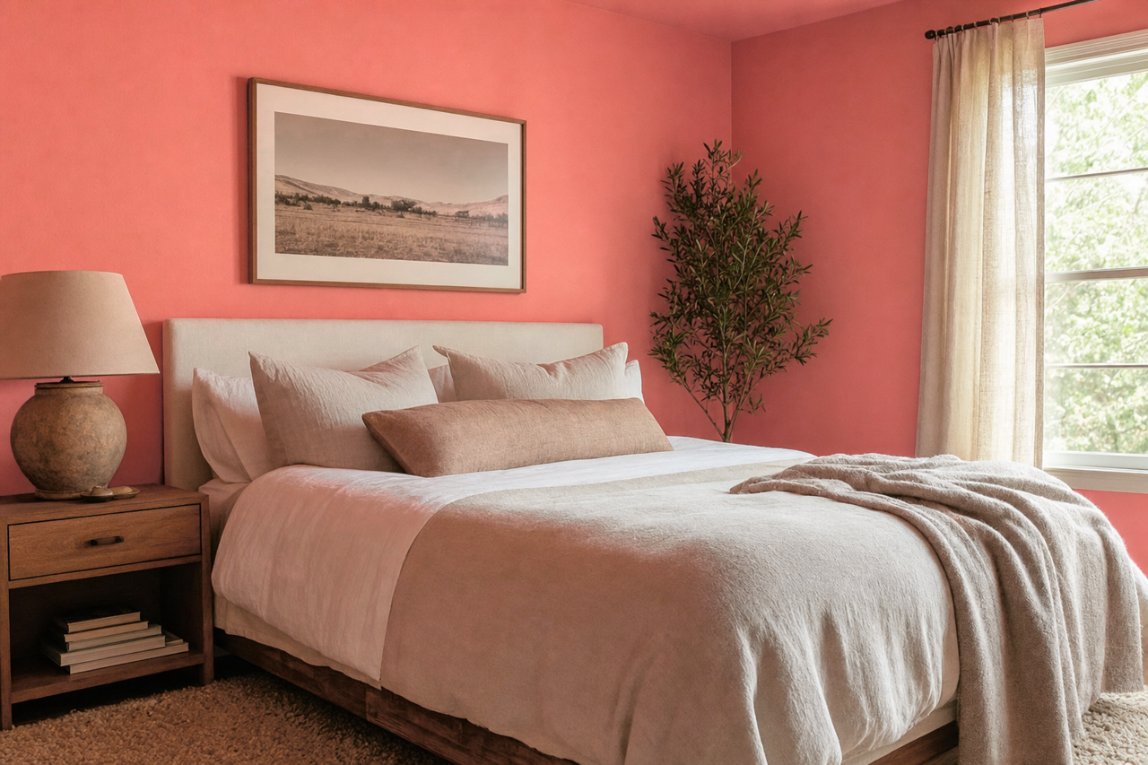 Powder Peach by Valspar on interiors