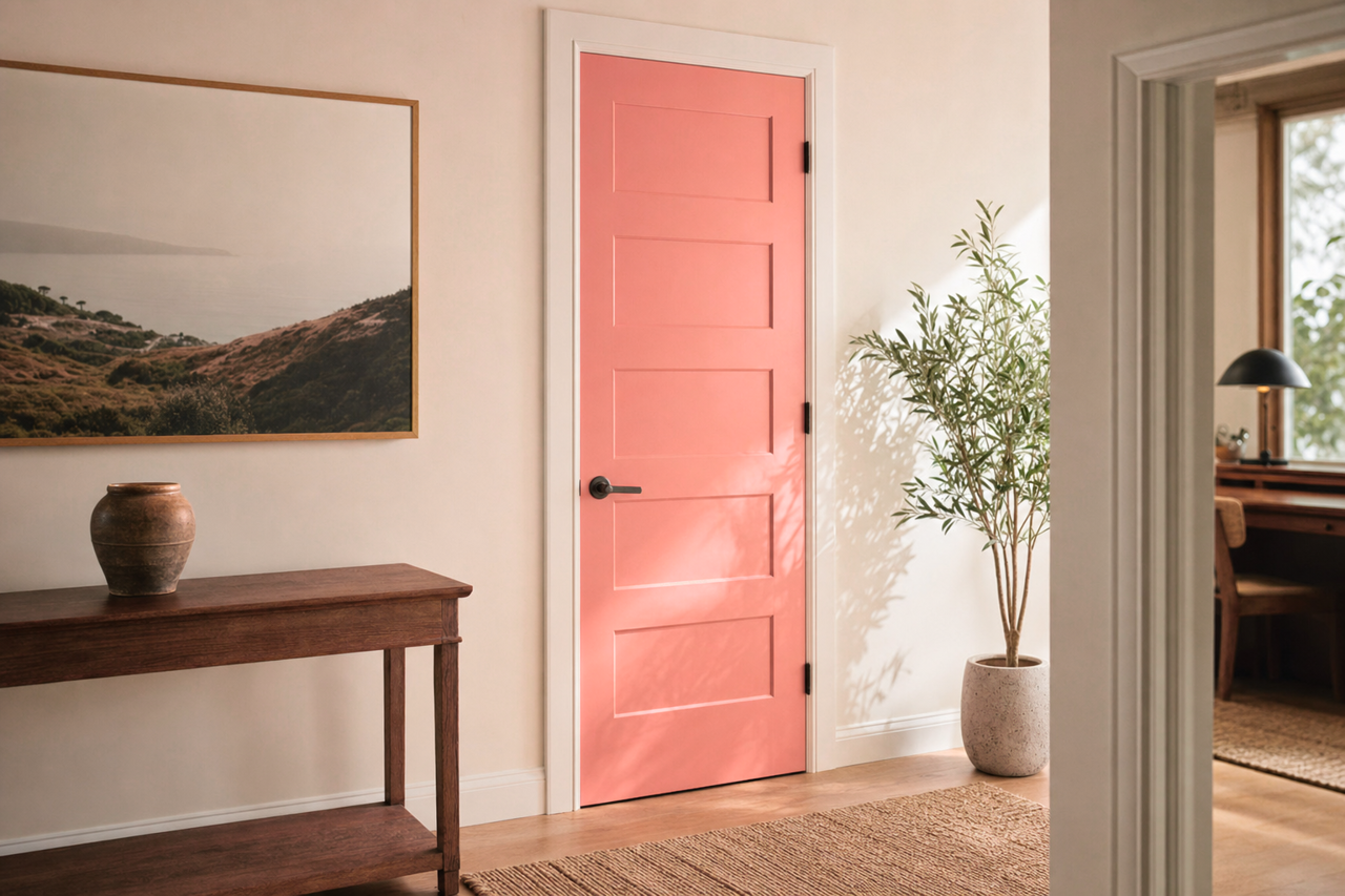 Antique Coral by Valspar on interior-doors
