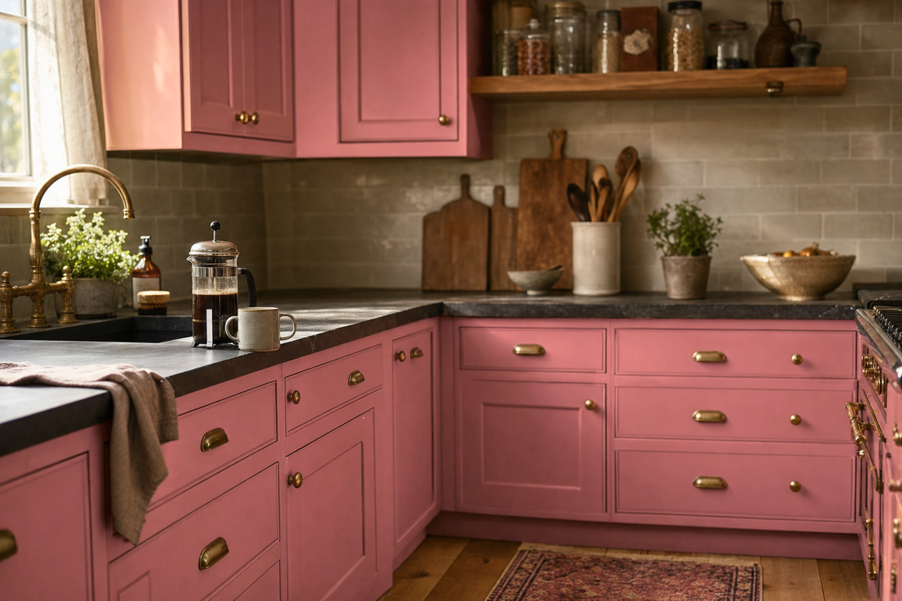 Reflecting Rose by Valspar on cabinets