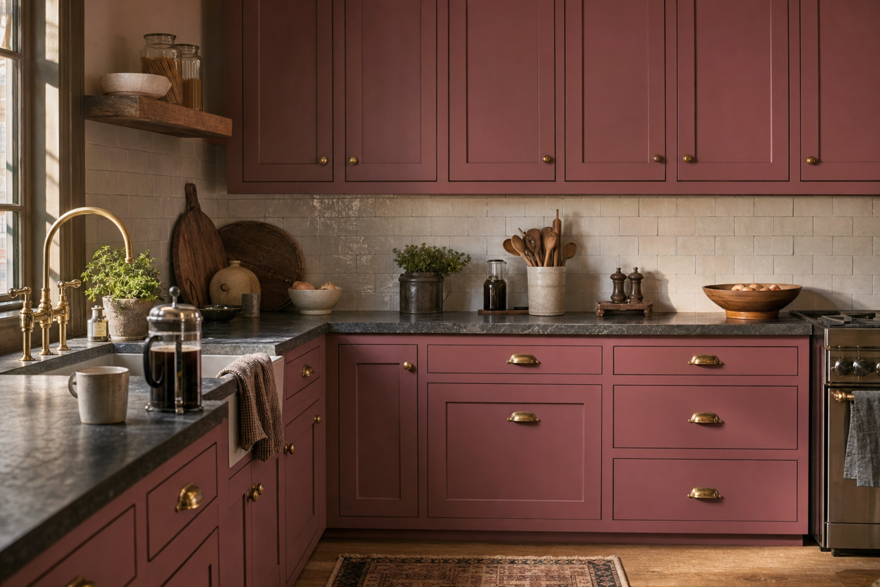 In the Red by Valspar on cabinets