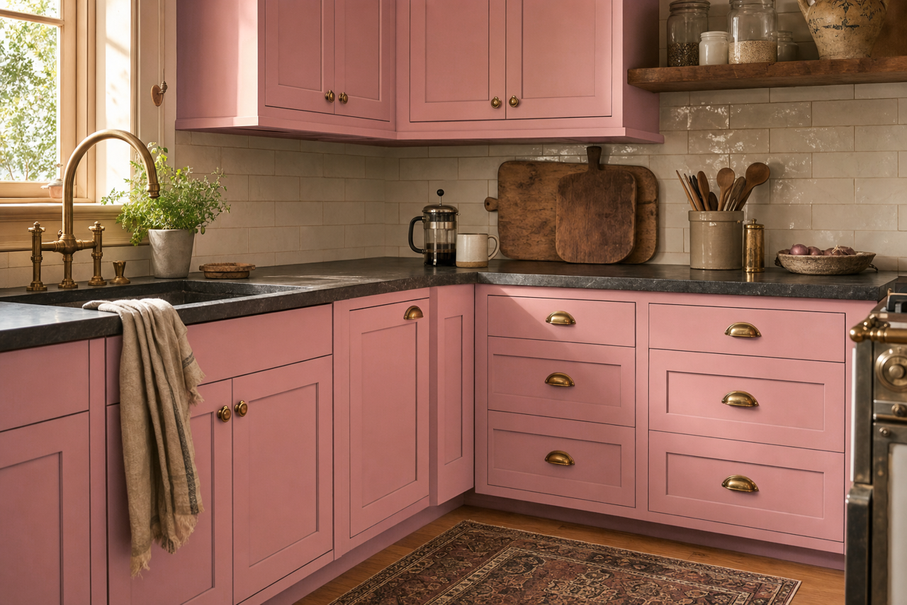 Edwardian Rose by Valspar on cabinets