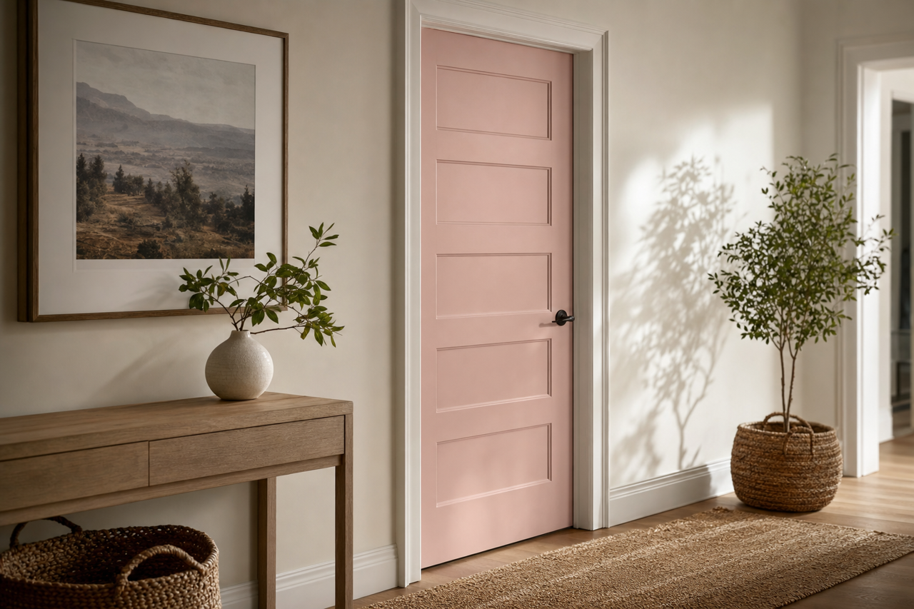 Radiant Pink by Valspar on interior-doors