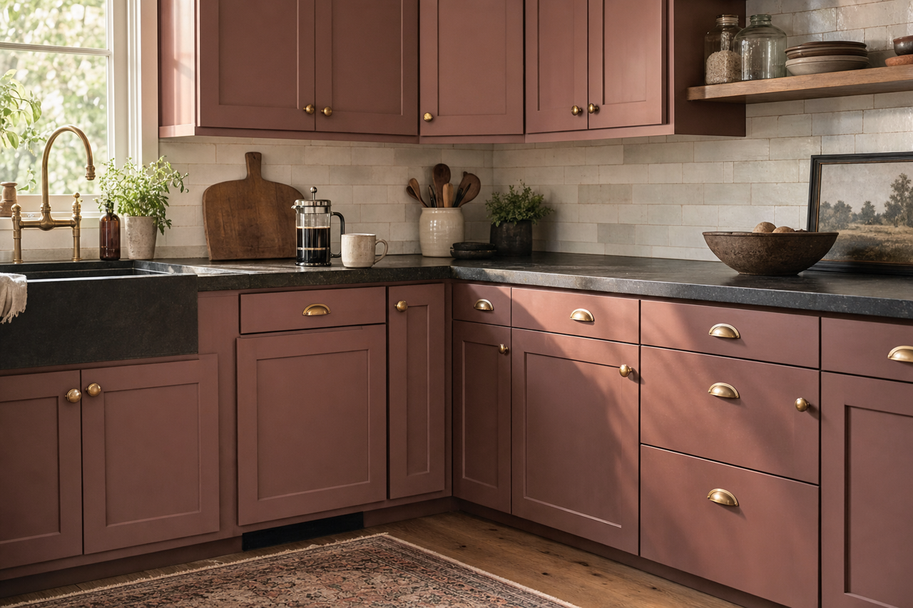 Potter's Rock by Valspar on cabinets