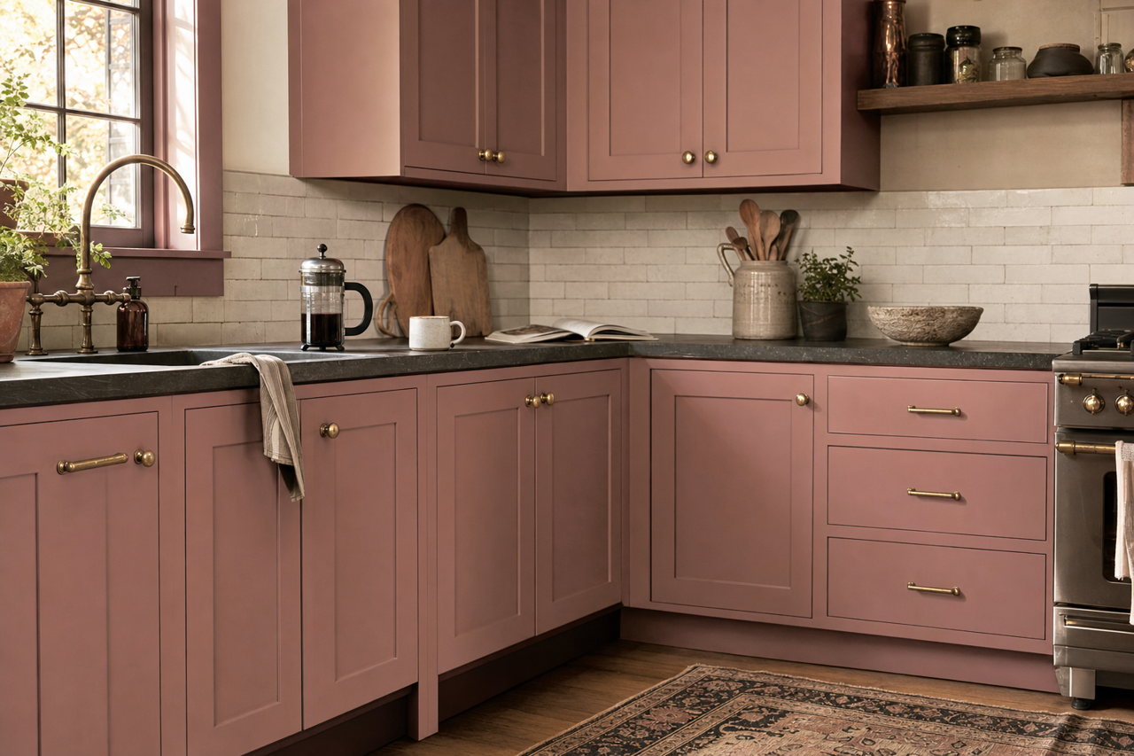 Apache Clay by Valspar on cabinets