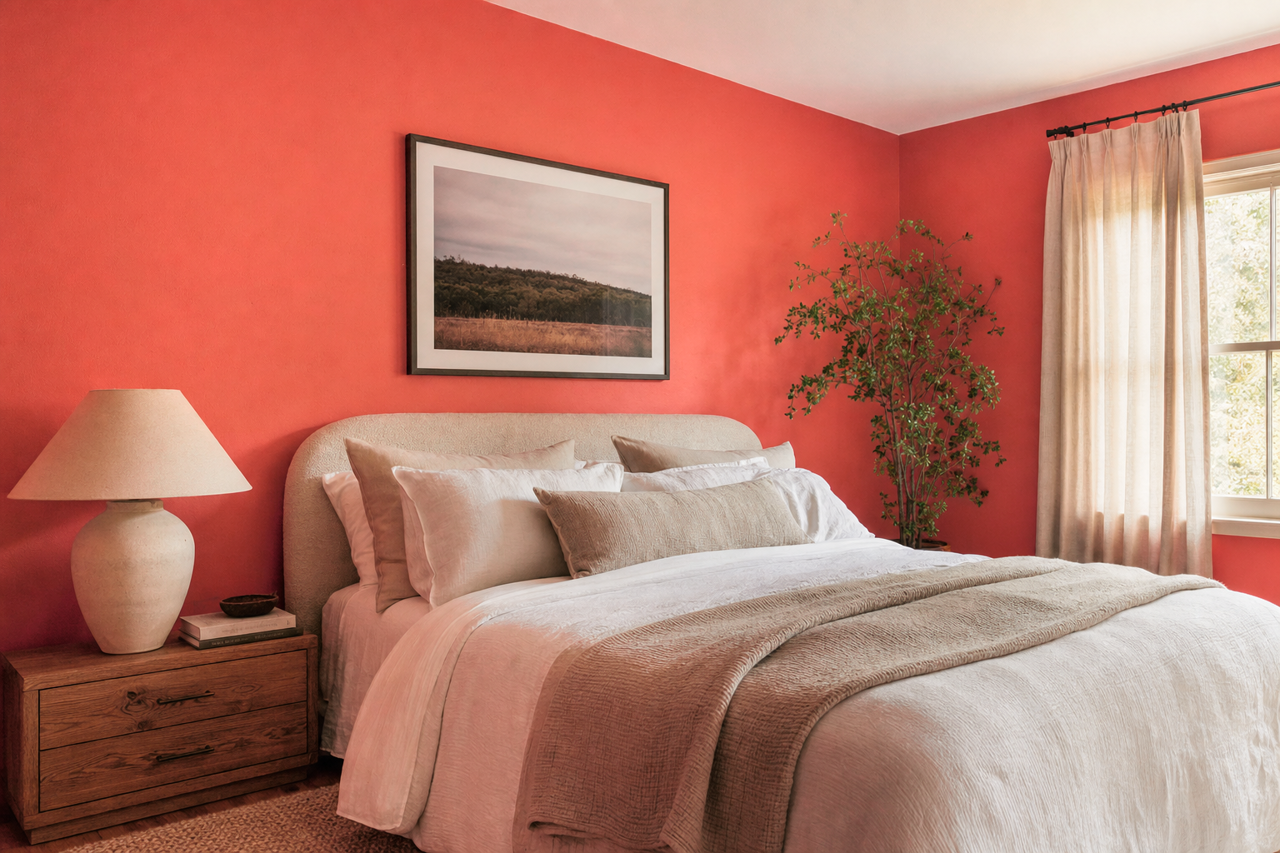 Blaze Orange by Valspar on interiors