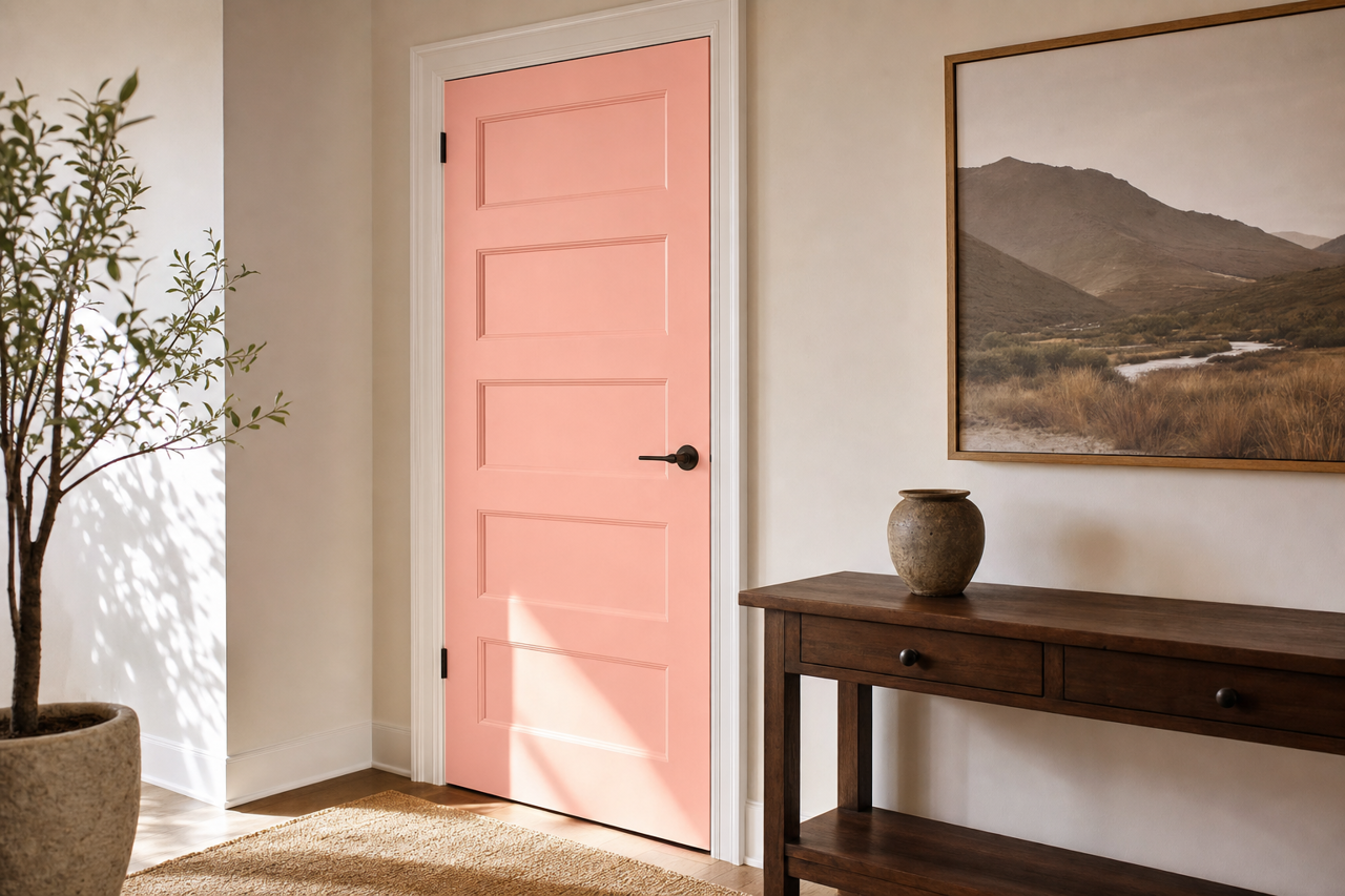 Peach Whisper by Valspar on interior-doors