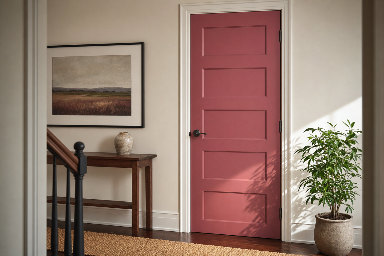 Upholstery Red by Valspar on interior-doors