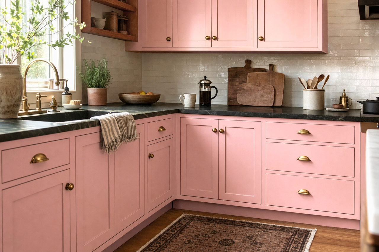Sweety Pie by Valspar on cabinets