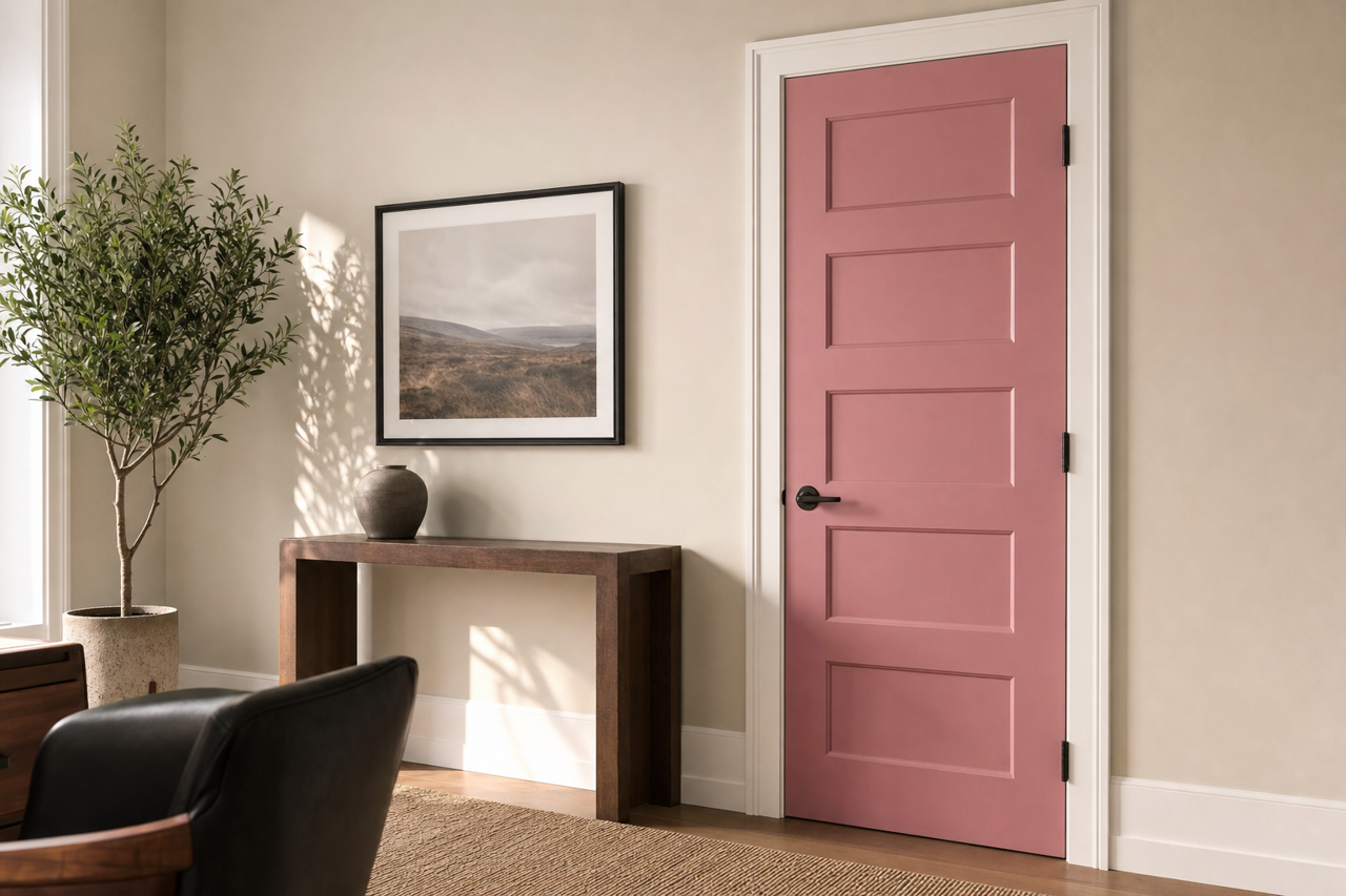 Romantic Rose by Valspar on interior-doors