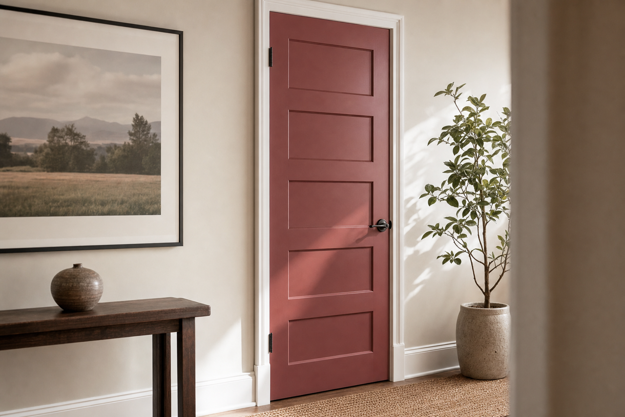 Red Henna by Valspar on interior-doors