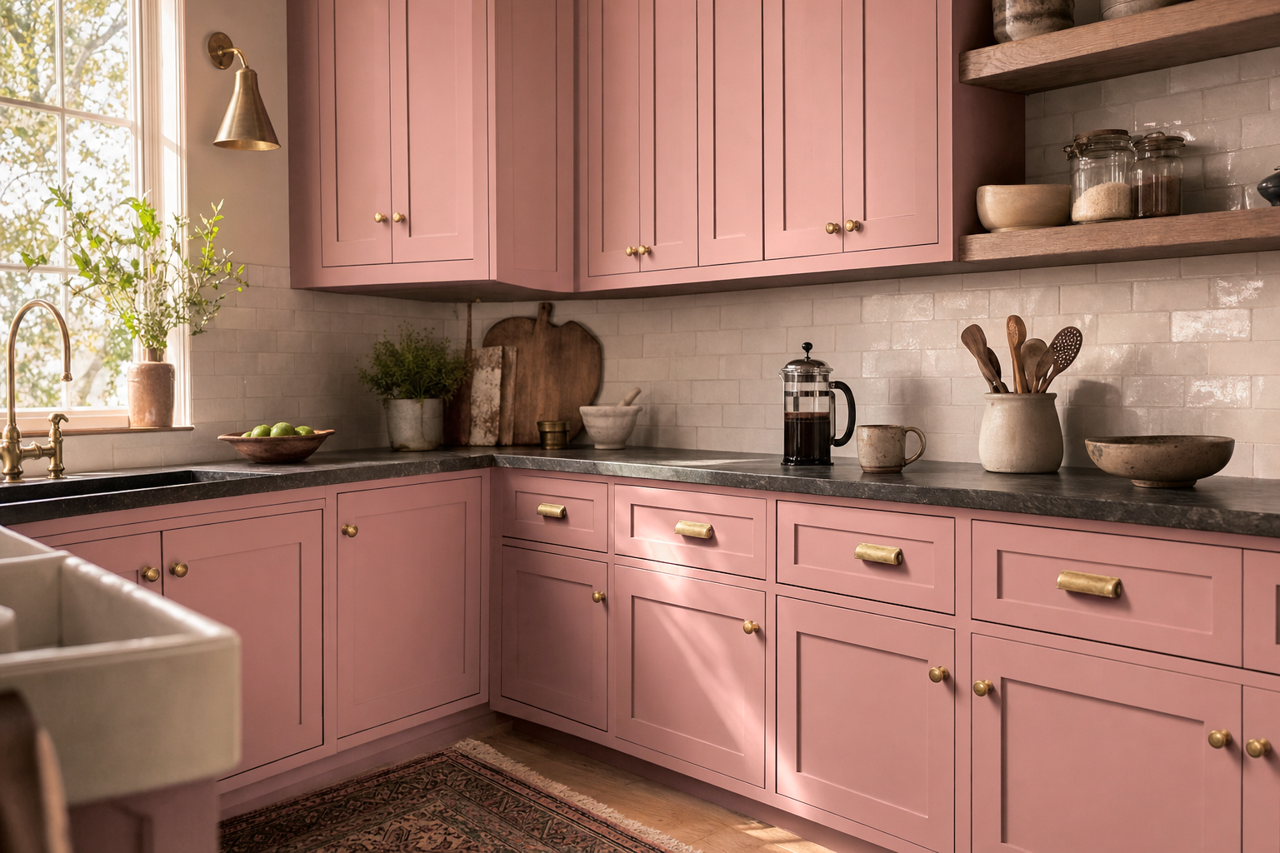 Gilman Rose by Valspar on cabinets