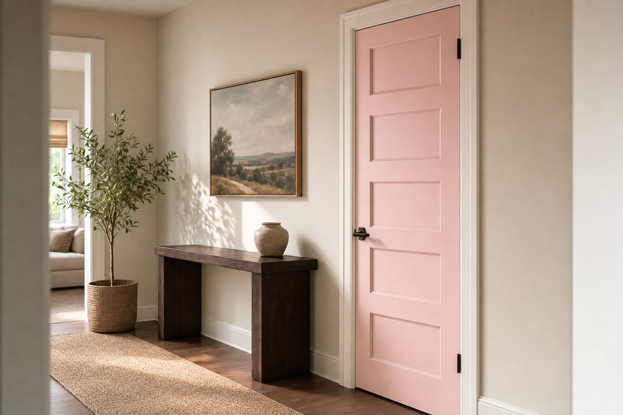 Soft Pink by Valspar on interior-doors