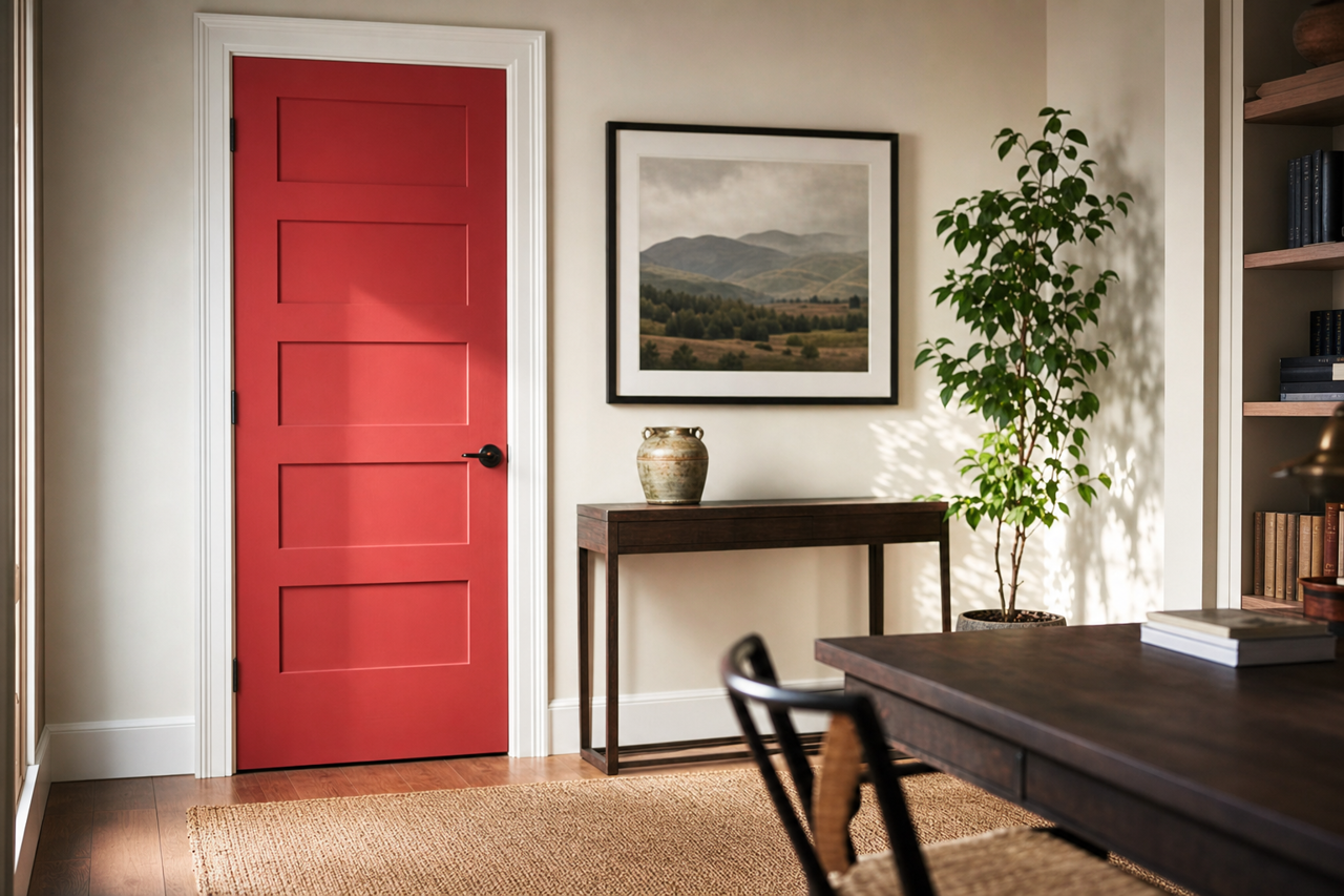 Oh So Red by Valspar on interior-doors