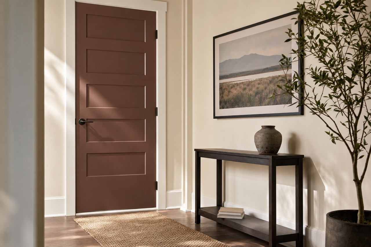 Bridle Leather Brown by Valspar on interior-doors