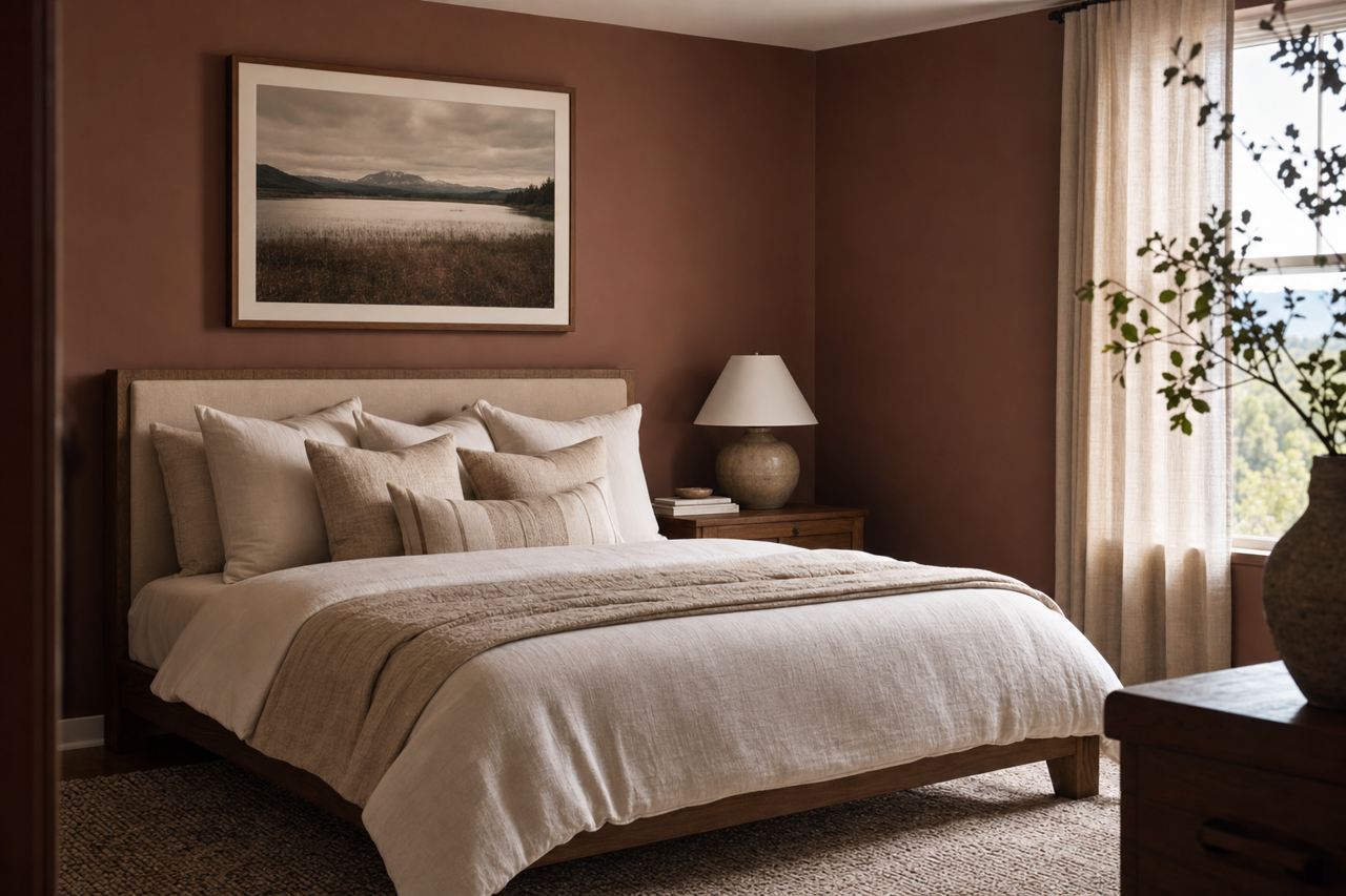 Bridle Leather Brown by Valspar on interiors