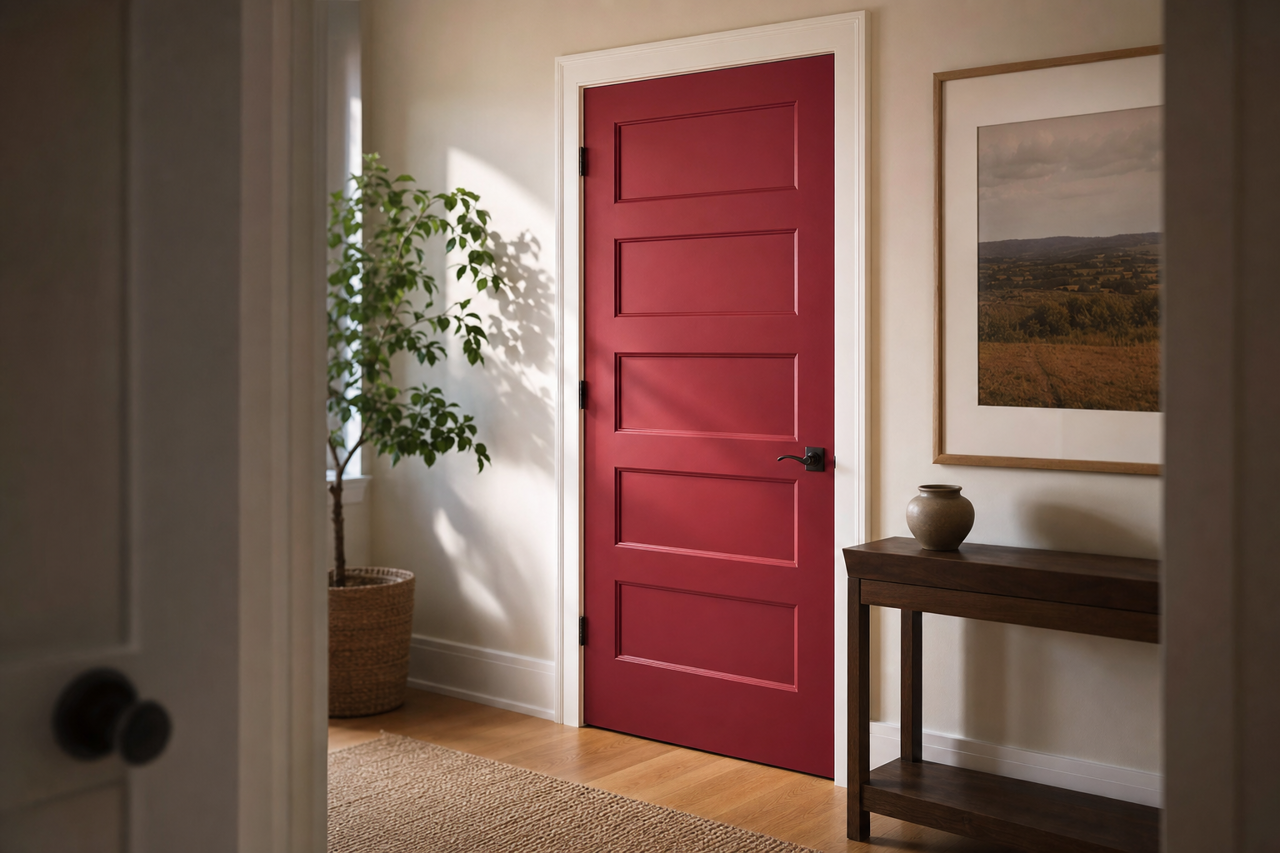 Radiant Red by Valspar on interior-doors