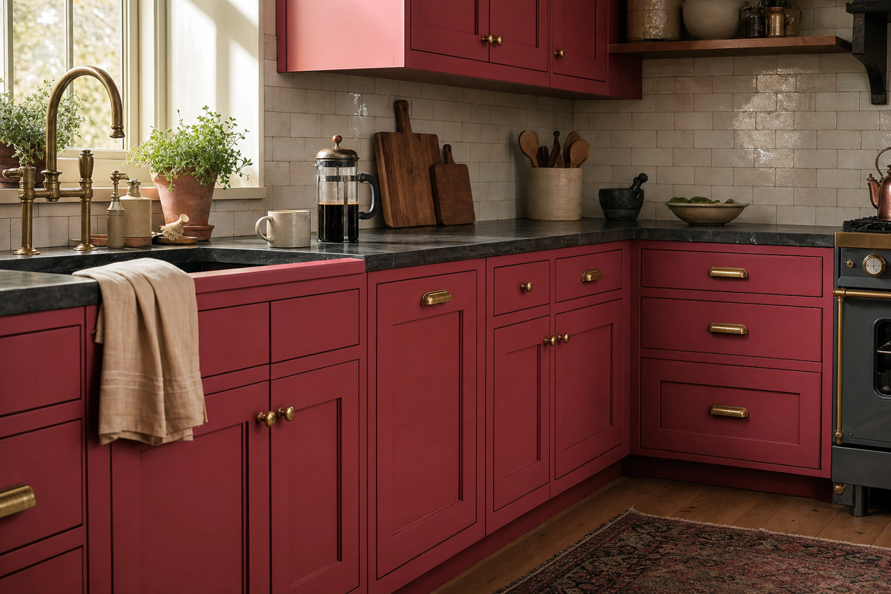 Cut Ruby by Valspar on cabinets