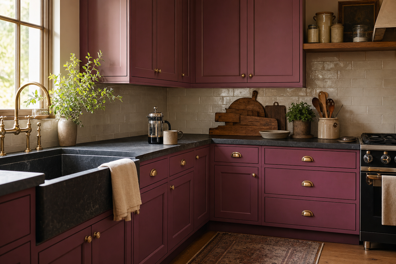 Brown Cherry by Valspar on cabinets