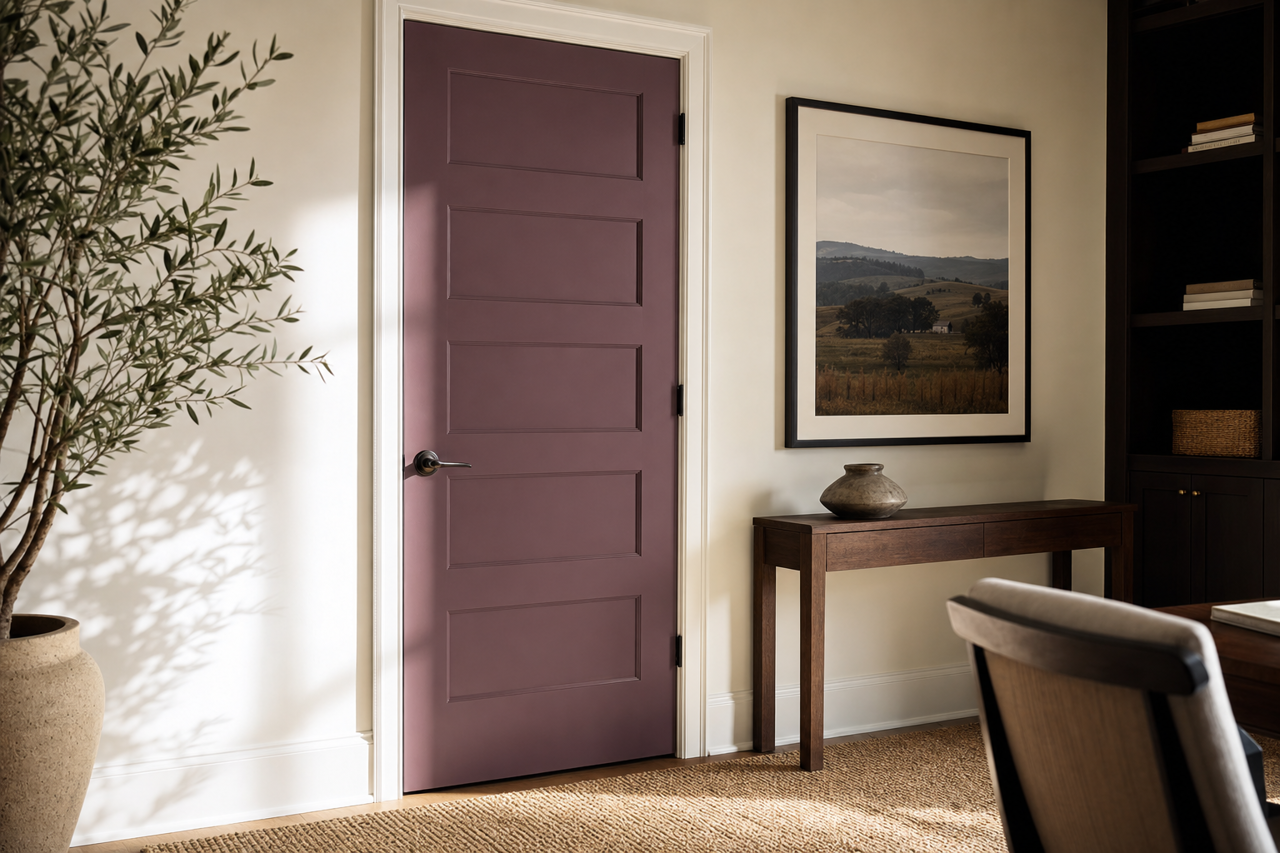 Raspberry Wine by Valspar on interior-doors