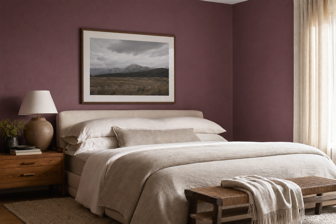 Raspberry Wine by Valspar on interiors