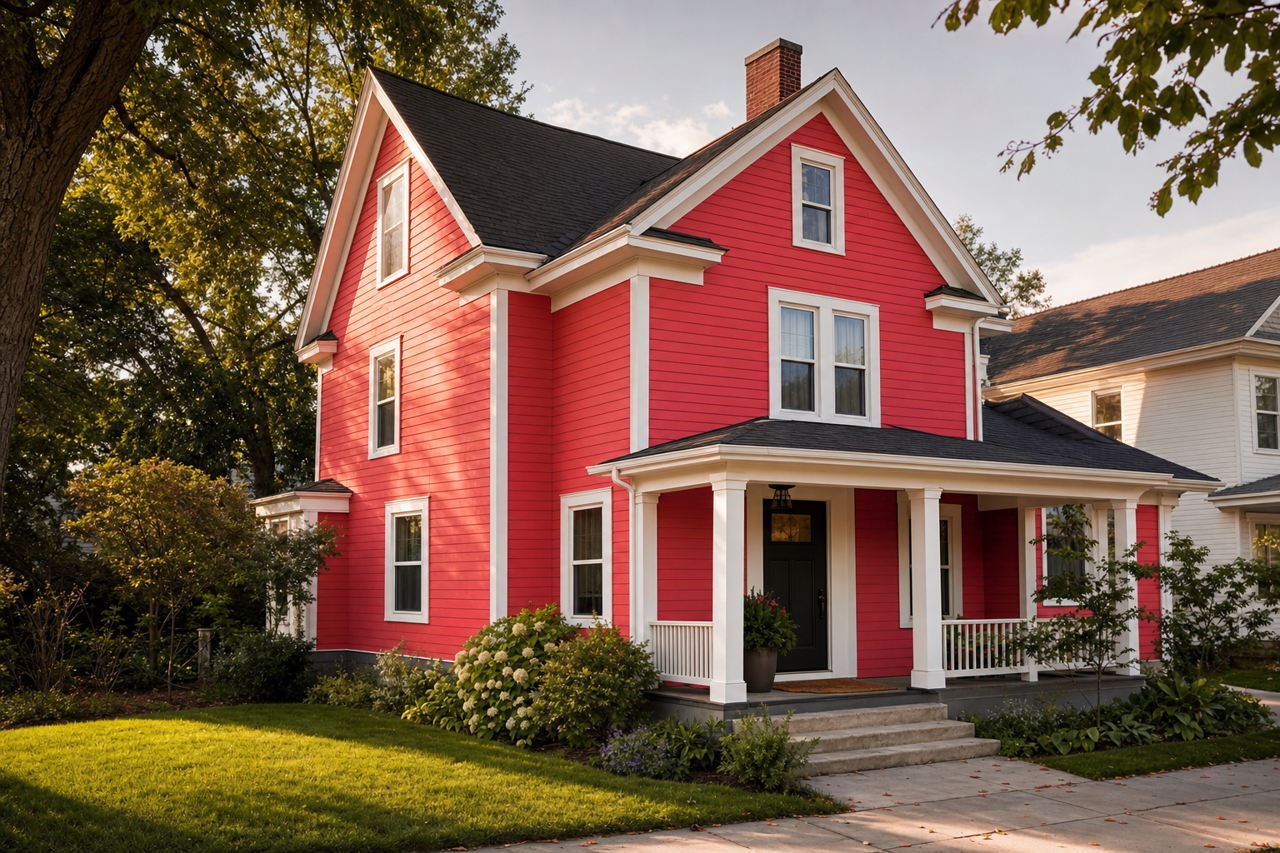 Red Bliss by Valspar on exterior