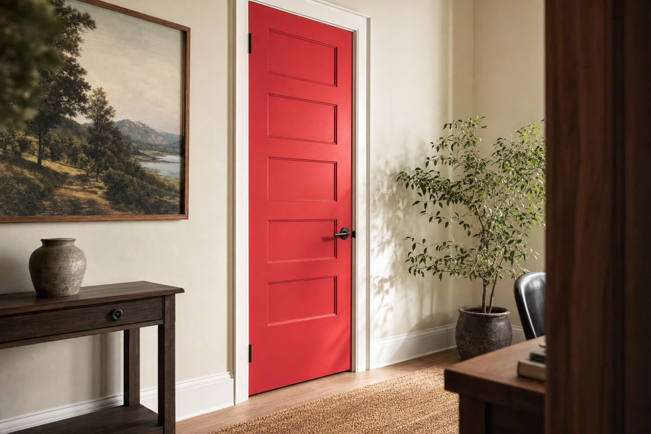 Red Bliss by Valspar on interior-doors