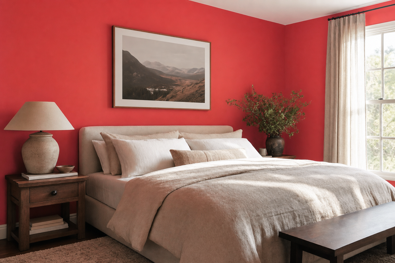 Red Bliss by Valspar on interiors