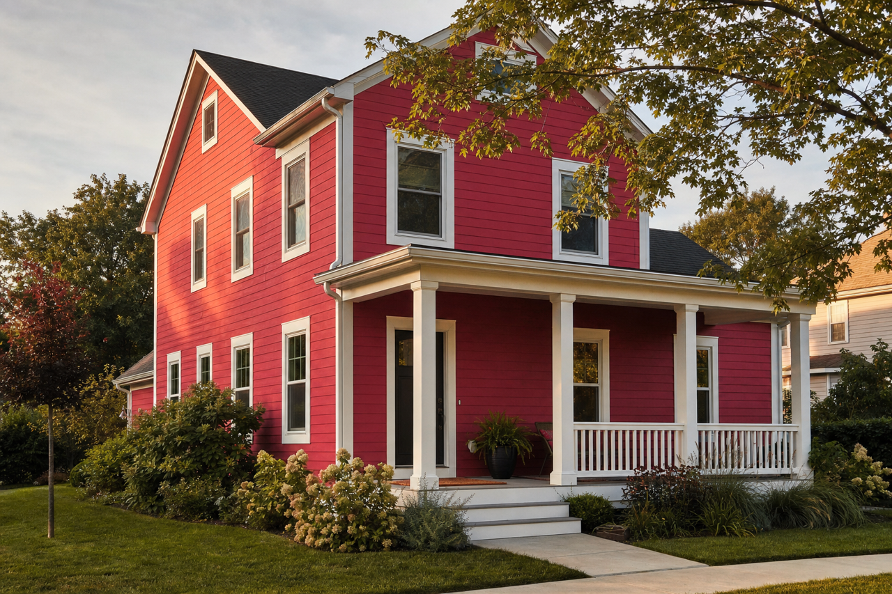 Bright Red by Valspar on exterior