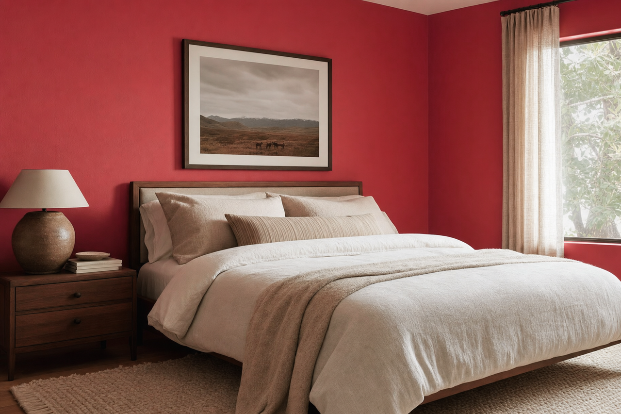 Bright Red by Valspar on interiors