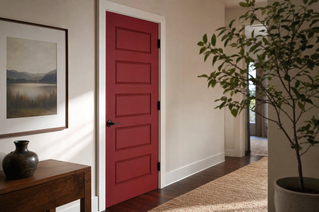 Heirloom Red by Valspar on interior-doors