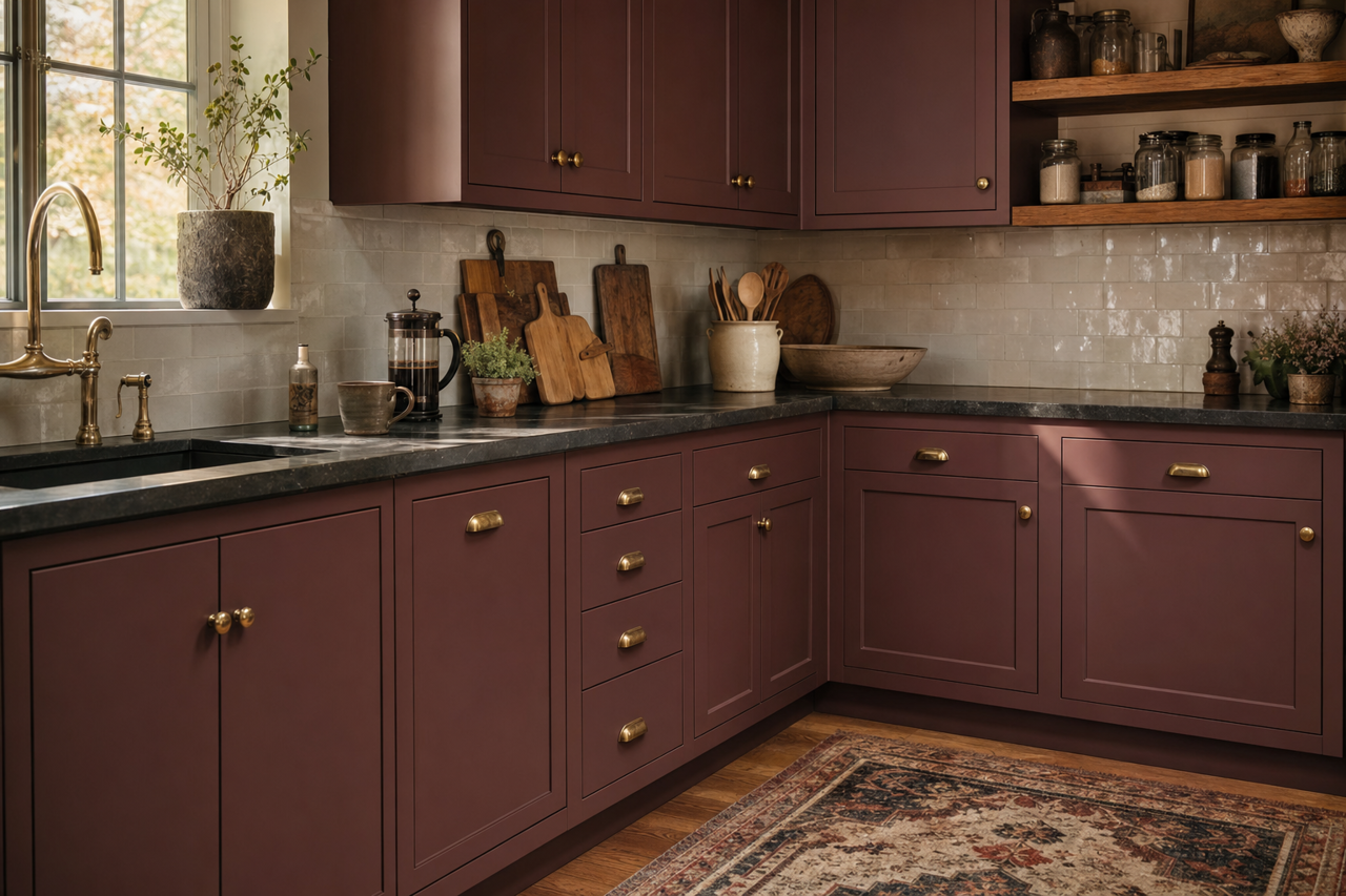 Stoic by Valspar on cabinets